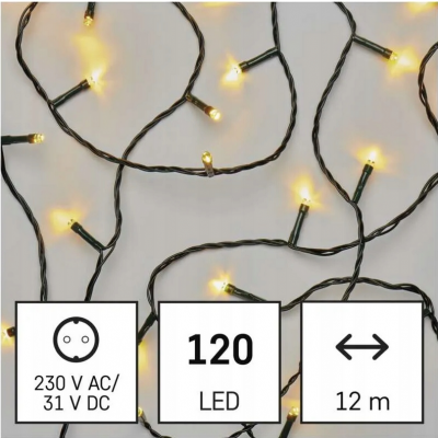 Lampki choinkowe świąteczne 120 LED 12m ciepła biel zewnętrzne timer EMOS (D4AW03)